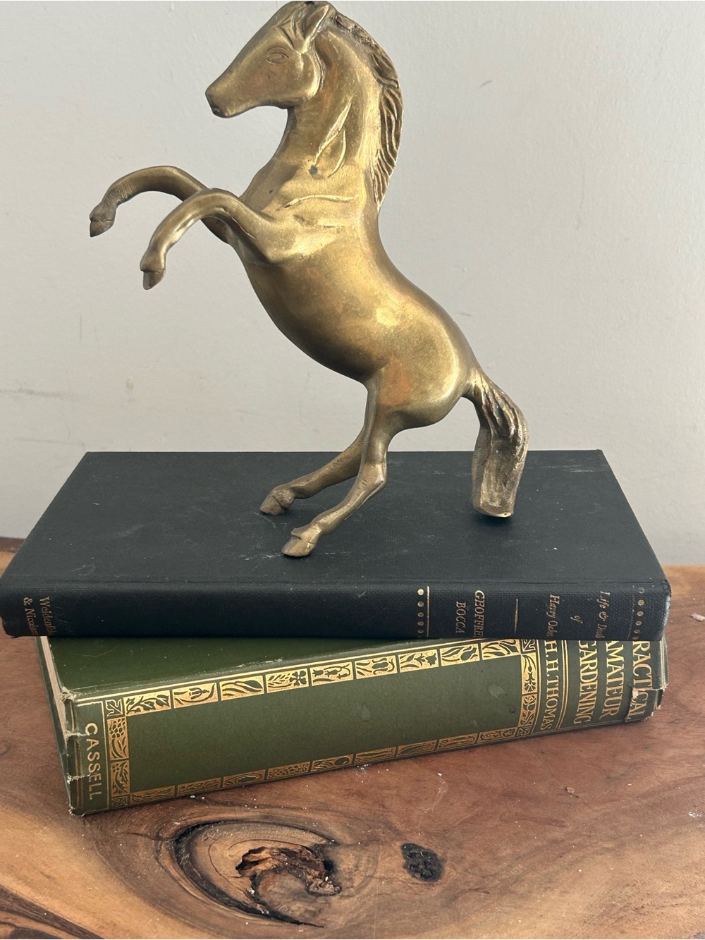 Solid Vintage Brass Rearing Standing Horse Mustang Figure Statue MCM